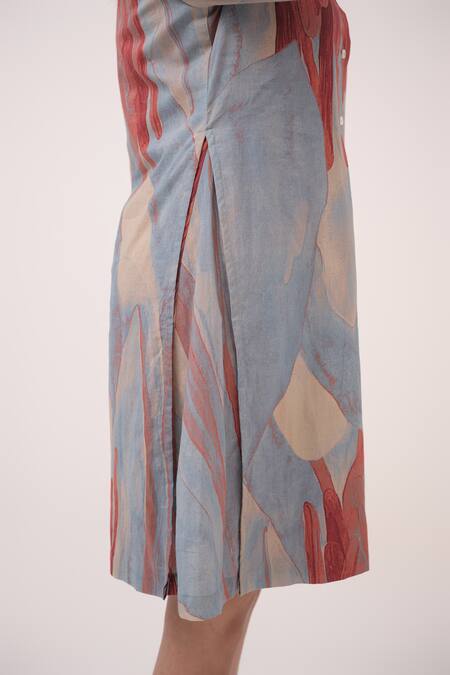 Buy Ruchi Marodia Teal Cotton Collared Printed Designer Dress Online at Aza Fashions Buy_Ruchi Marodia_Teal Cotton Collared Printed Designer Dress _Online_at_Aza_Fashions