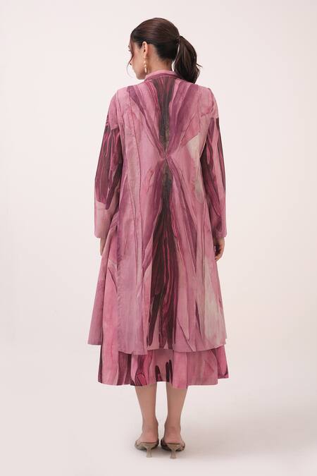 Shop_Ruchi Marodia_Multi Color Cotton High Neck Mulberry Pink Designer Jacket_at_Aza_Fashions