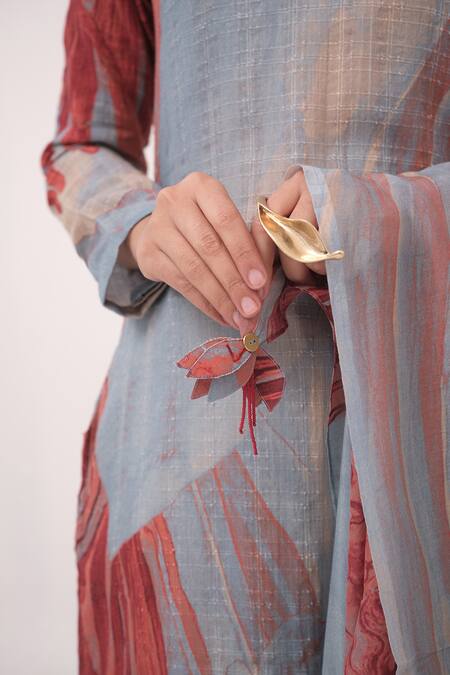 Buy_Ruchi Marodia_Blue Chanderi, Cotton Printed Kurta Set 