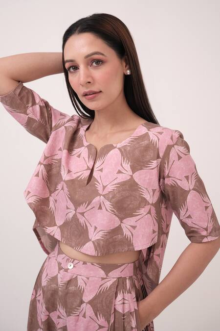 Buy Ruchi Marodia Pink Round Neck Designer Herringbone Pant Set Online at Aza Fashions Buy_Ruchi Marodia_Pink Round Neck Designer Herringbone Pant Set _Online_at_Aza_Fashions