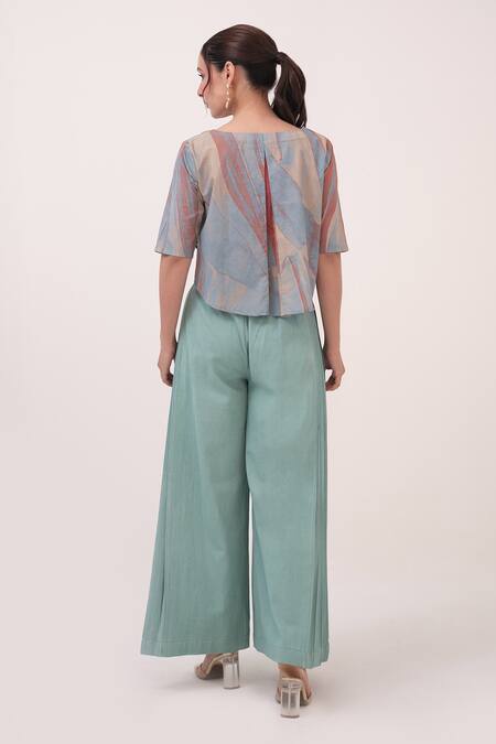 Ruchi Marodia Green Pleated Palazzo Pant 