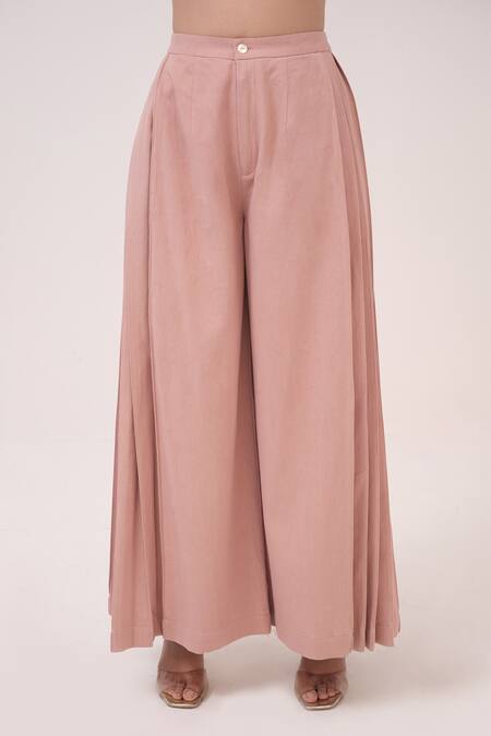 Buy_Ruchi Marodia_Pink Cotton Embroidery Round Neck Pastel Kurta And Pant Set _Online_at_Aza_Fashions