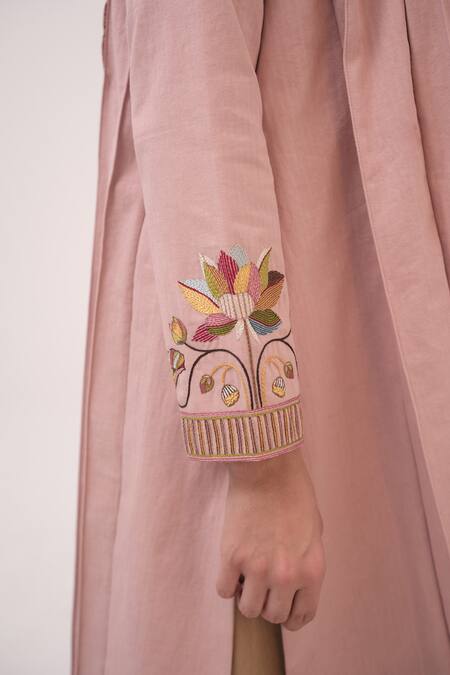 Buy Ruchi Marodia Pink Embroidery Round Neck Pastel Designer Jacket Online at Aza Fashions Buy_Ruchi Marodia_Pink Embroidery Round Neck Pastel Designer Jacket _Online_at_Aza_Fashions