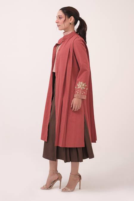 Buy Ruchi Marodia Red Embroidery Round Neck Berry Jacket Buy_Ruchi Marodia_Red Embroidery Round Neck Berry Jacket