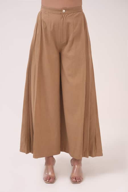 Shop Ruchi Marodia Red Cotton, Denim Embroidery Round Neck Berry Top And Ash Brown Pant Set Online at Aza Fashions Shop_Ruchi Marodia_Red Cotton, Denim Embroidery Round Neck Berry Top And Ash Brown Pant Set _Online_at_Aza_Fashions