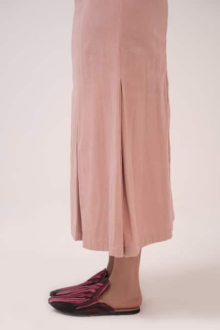 Shop_Ruchi Marodia_Pink Denim V-neck Pastel Midi Dress _Online_at_Aza_Fashions