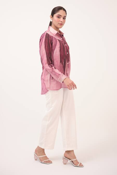 Buy Ruchi Marodia Pink Cotton Collared Mulberry Printed Shirt And Pant Set Online at Aza Fashions Buy_Ruchi Marodia_Pink Cotton Collared Mulberry Printed Shirt And Pant Set _Online_at_Aza_Fashions