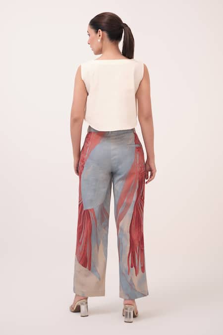 Shop Ruchi Marodia Off White Cotton, Denim V-neck Designer And Blue Pant Set at Aza Fashions Shop_Ruchi Marodia_Off White Cotton, Denim V-neck Designer And Blue Pant Set _at_Aza_Fashions