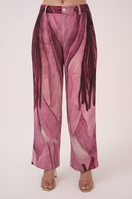 Ruchi Marodia Off White Cotton, Denim Keyhole Neck And Mulberry Pink Pant Set Online at Aza Fashions Ruchi Marodia_Off White Cotton, Denim Keyhole Neck And Mulberry Pink Pant Set _Online_at_Aza_Fashions