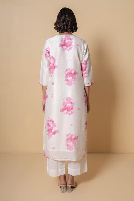 Kameez Floral Printed Chanderi Kurta Set 