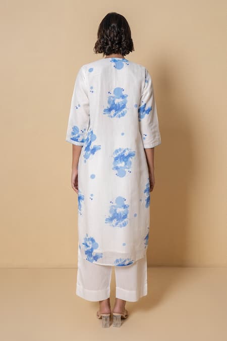 Kameez Floral Print Chanderi Kurta Set 