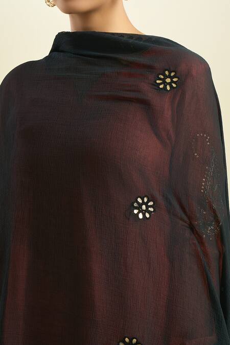 Buy_Samyukta Singhania_Black Chiffon Dupatta With Embellishments_Online_at_Aza_Fashions