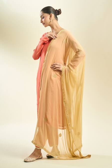 Samyukta Singhania Gold Embroidered Chiffon Dupatta Online at Aza Fashions Samyukta Singhania_Gold Embroidered Chiffon Dupatta_Online_at_Aza_Fashions