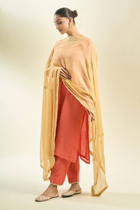 Buy Samyukta Singhania Gold Embroidered Chiffon Dupatta Online at Aza Fashions Buy_Samyukta Singhania_Gold Embroidered Chiffon Dupatta_Online_at_Aza_Fashions