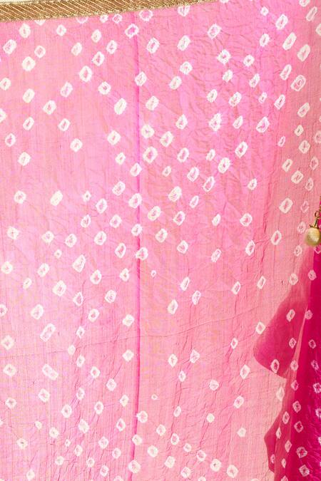 Samyukta Singhania Embroidered Pink Silk Blend Bandhani Print Dupatta Online at Aza Fashions Samyukta Singhania_Embroidered Pink Silk Blend Bandhani Print Dupatta_Online_at_Aza_Fashions