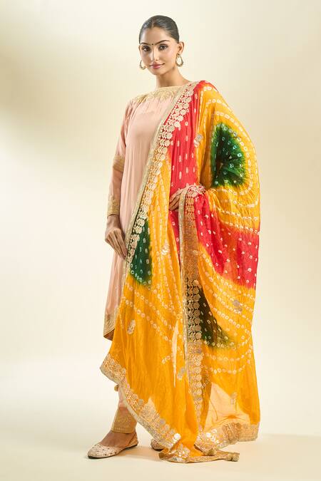 Samyukta Singhania_Multi Color Silk Blend Dupatta_at_Aza_Fashions