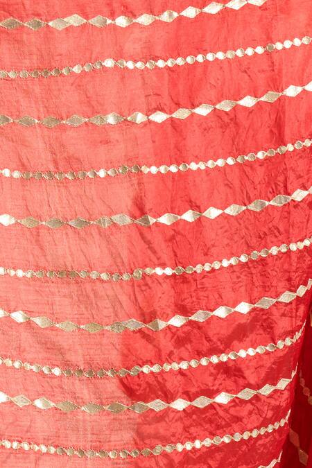 Samyukta Singhania_Red Striped Silk Blend Dupatta_Online_at_Aza_Fashions