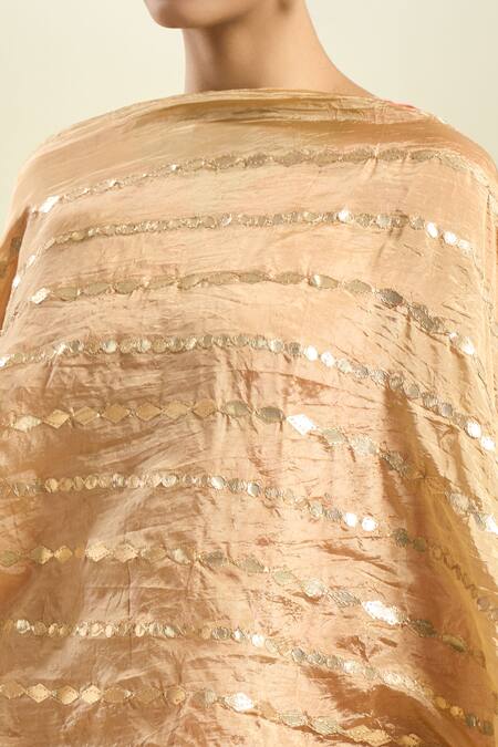 Samyukta Singhania_Fawn Gold Silk Blend Dupatta_Online_at_Aza_Fashions