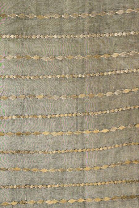 Samyukta Singhania_Black Silk Blend Dupatta With Golden Stripes_at_Aza_Fashions