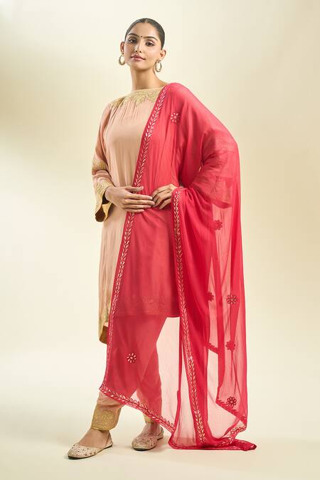 Shop_Samyukta Singhania_Embroidered Chiffon Dupatta_Online_at_Aza_Fashions