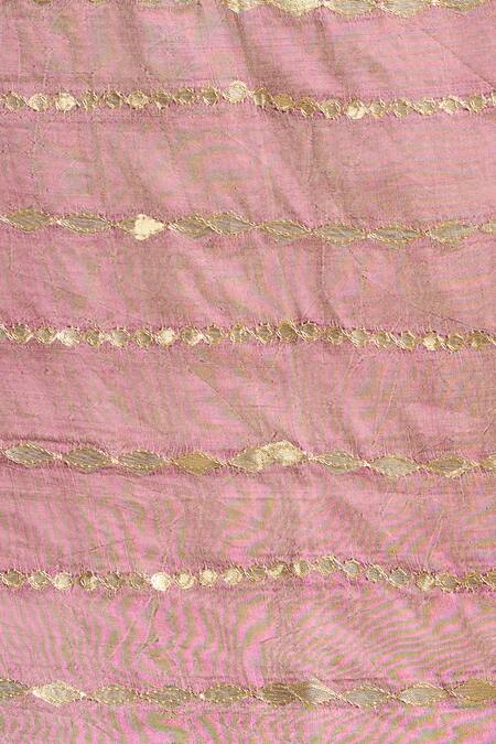 Shop_Samyukta Singhania_Wine Silk Blend Dupatta With Gold Stripes_Online_at_Aza_Fashions