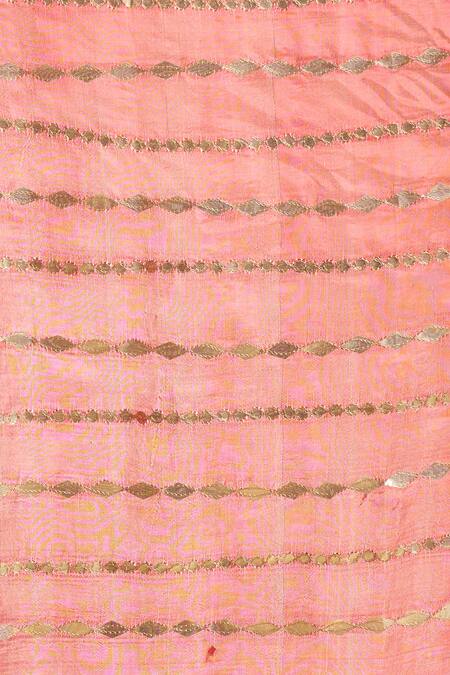 Shop_Samyukta Singhania_Maroon Silk Blend Dupatta With Golden Stripes_Online_at_Aza_Fashions