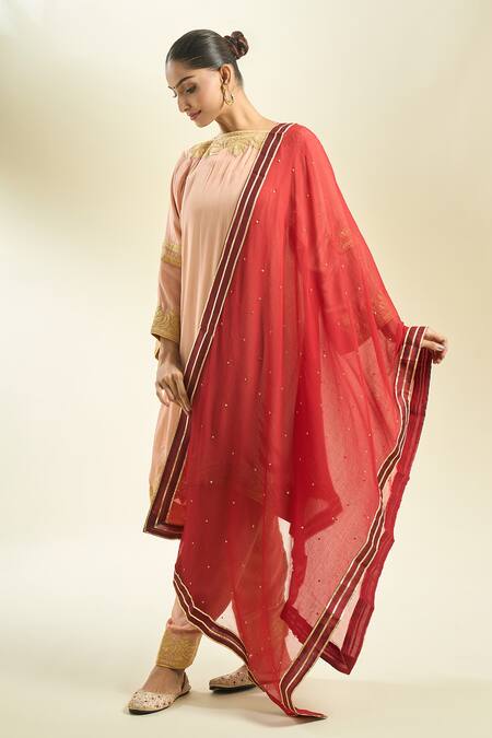 Buy_Samyukta Singhania_Maroon Embellished Dupatta_Online_at_Aza_Fashions