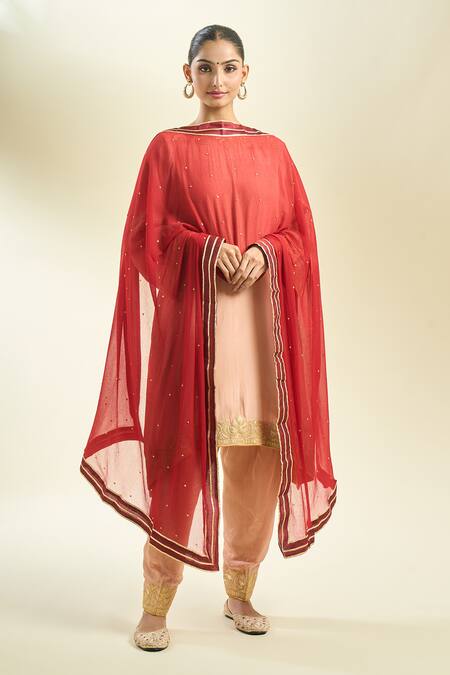 Shop_Samyukta Singhania_Maroon Embellished Dupatta_at_Aza_Fashions