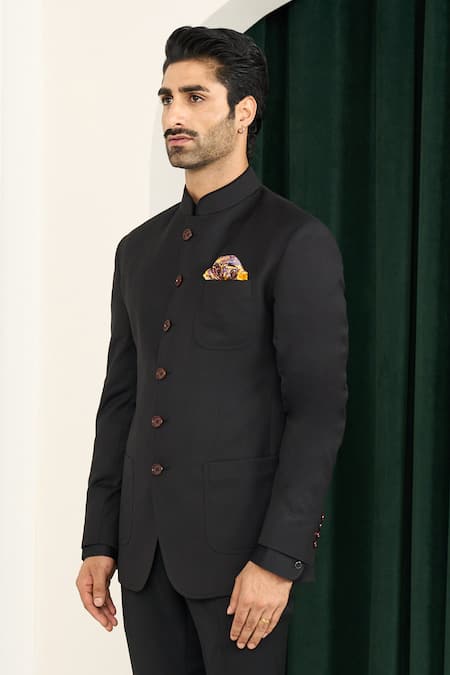 Gargee Designers Black Polyester, Wool Designer Bandhgala Set Online at Aza Fashions Gargee Designers_Black Polyester, Wool Designer Bandhgala Set _Online_at_Aza_Fashions