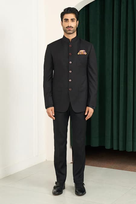 Buy Gargee Designers Black Polyester, Wool Designer Bandhgala Set Online at Aza Fashions Buy_Gargee Designers_Black Polyester, Wool Designer Bandhgala Set _Online_at_Aza_Fashions