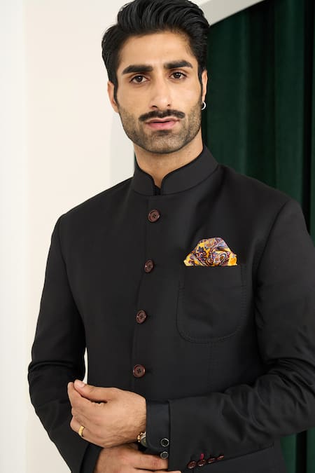 Gargee Designers Black Polyester, Wool Designer Bandhgala Set at Aza Fashions Gargee Designers_Black Polyester, Wool Designer Bandhgala Set _at_Aza_Fashions