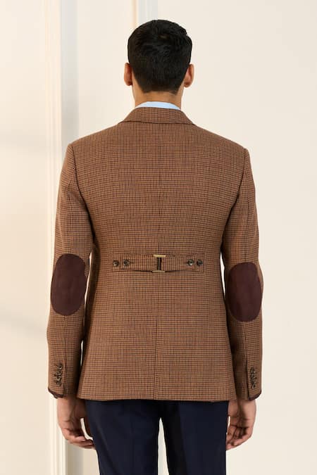 Gargee Designers Brown Houndstooth Single Breasted Blazer 