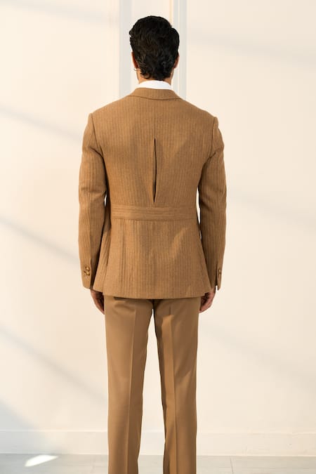 Shop_Gargee Designers_Beige Wool Single Breasted Blazer _at_Aza_Fashions