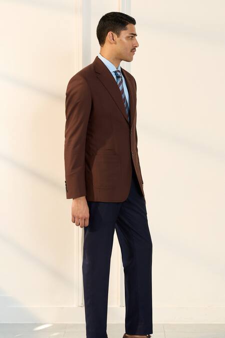 Gargee Designers_Brown Wool Single Breasted Blazer _Online_at_Aza_Fashions