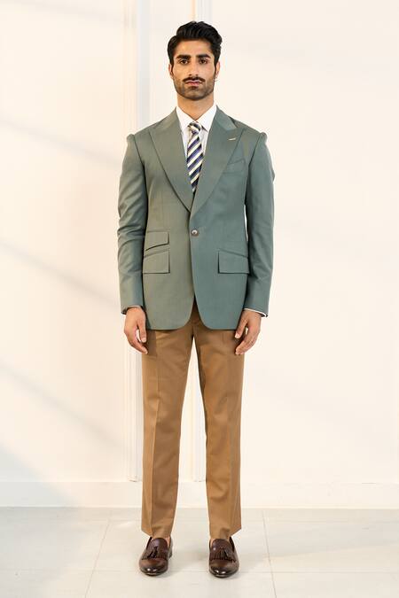 Buy Gargee Designers Green Designer Single Breasted Blazer Online at Aza Fashions Buy_Gargee Designers_Green Designer Single Breasted Blazer_Online_at_Aza_Fashions