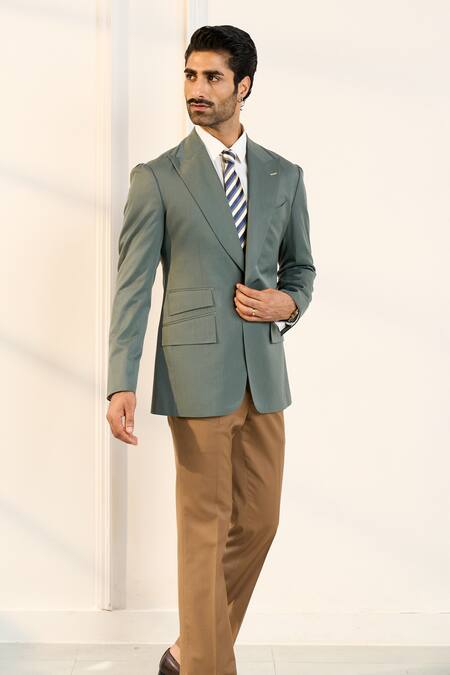 Gargee Designers Green Designer Single Breasted Blazer at Aza Fashions Gargee Designers_Green Designer Single Breasted Blazer_at_Aza_Fashions