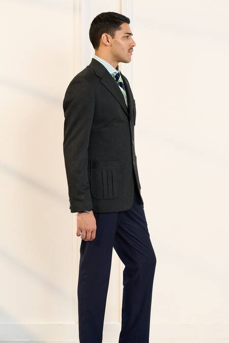 Buy Gargee Designers Gray Polyester, Viscose, Lycra Grey Single Breasted Blazer Online at Aza Fashions Buy_Gargee Designers_Gray Polyester, Viscose, Lycra Grey Single Breasted Blazer _Online_at_Aza_Fashions