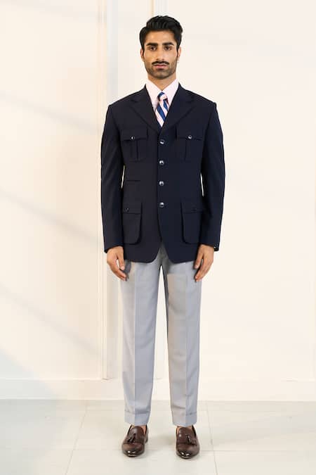 Gargee Designers Blue Polyester, Viscose, Lycra Designer Single Breasted Blazer Online at Aza Fashions Gargee Designers_Blue Polyester, Viscose, Lycra Designer Single Breasted Blazer_Online_at_Aza_Fashions