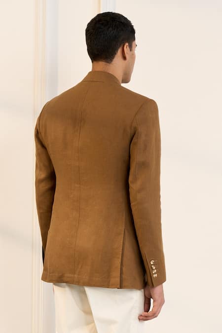 Gargee Designers Brown Linen Single Breasted Blazer 