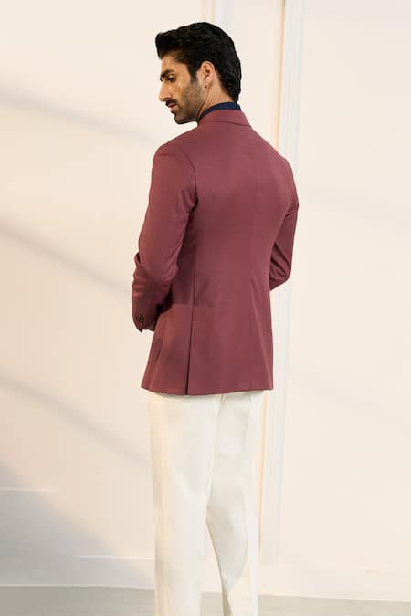 Shop_Gargee Designers_Pink Wool Rouge Double Breasted Blazer _at_Aza_Fashions