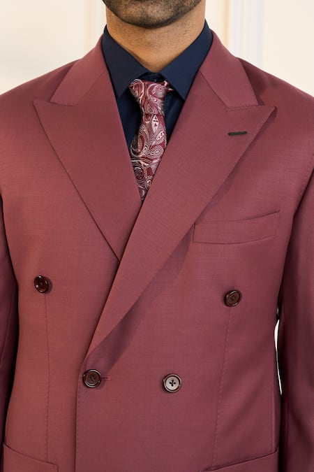 Gargee Designers_Pink Wool Rouge Double Breasted Blazer _at_Aza_Fashions