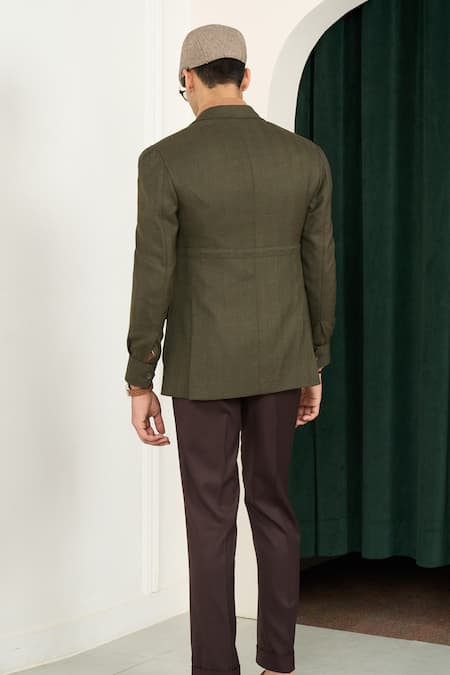 Gargee Designers Green Herringbone Blazer 