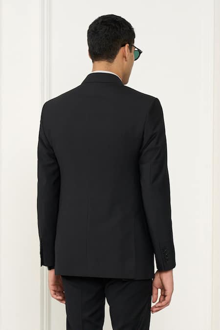 Shop_Gargee Designers_Black Wool Designer Single Breasted Blazer _at_Aza_Fashions