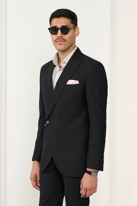 Buy_Gargee Designers_Black Wool Designer Single Breasted Blazer _Online_at_Aza_Fashions
