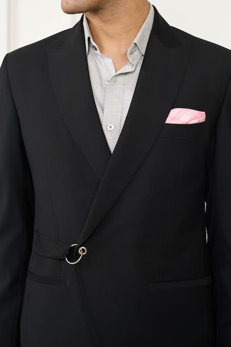 Gargee Designers_Black Wool Designer Single Breasted Blazer _at_Aza_Fashions