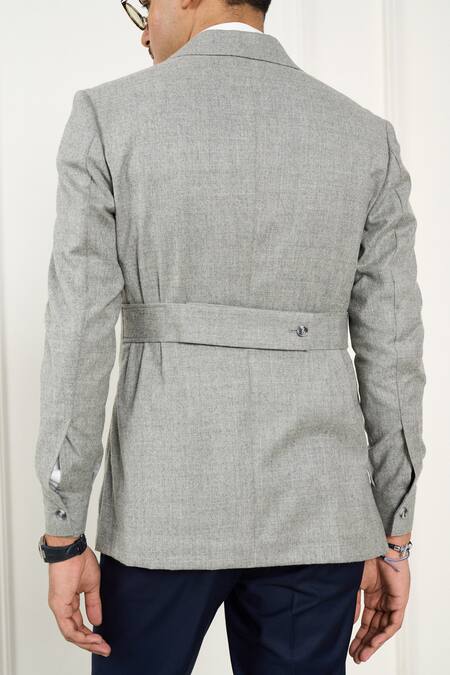Gargee Designers_Gray Wool Grey Flannel Shacket _at_Aza_Fashions
