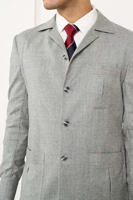 Buy_Gargee Designers_Gray Wool Grey Flannel Shacket 