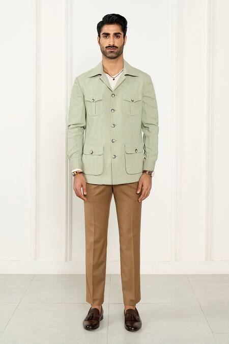 Gargee Designers Green Polyester, Viscose, Lycra Designer Shacket Online at Aza Fashions Gargee Designers_Green Polyester, Viscose, Lycra Designer Shacket _Online_at_Aza_Fashions