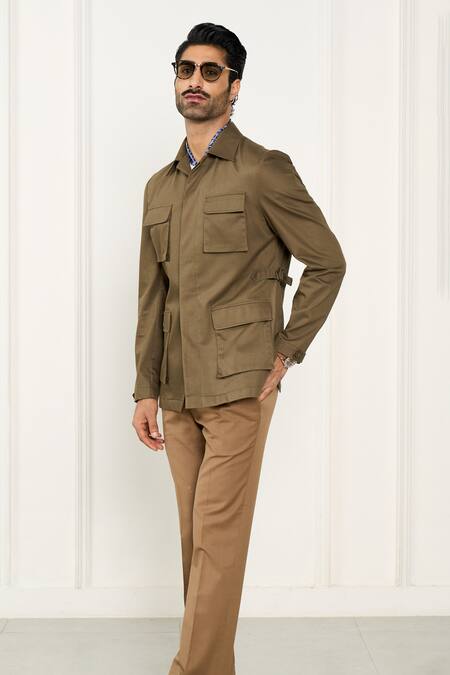 Gargee Designers_Green Cotton Designer Shacket _at_Aza_Fashions