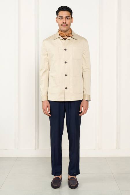 Gargee Designers_Beige Cotton Shacket _Online_at_Aza_Fashions